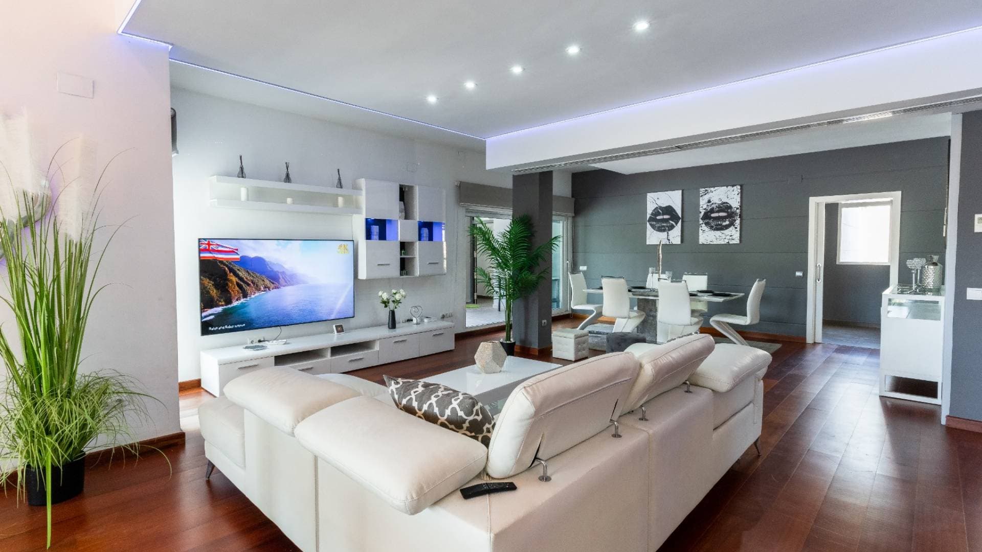 Salón con zona de televisión